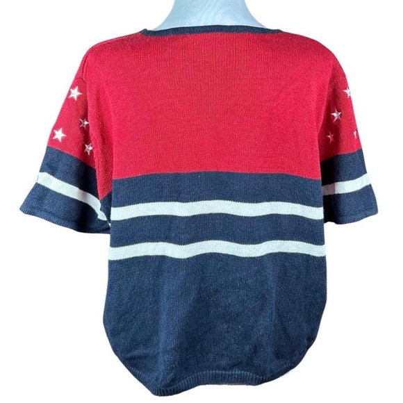 Vintage Norton Studio Stars and Stripes Short Sleeve Cardigan Sweater - Picture 3 of 5